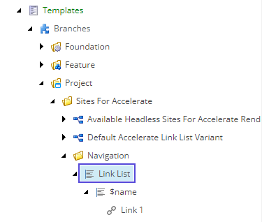 Screenshot showing renamed link list item